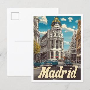 Carte Postale Madrid Espagne Illustration Vintage voyage