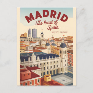 Carte Postale Madrid Espagne Rétro Ciel Urbain Voyage
