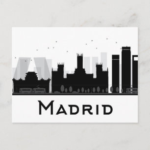 Carte Postale Madrid, Espagne   Skyline de la ville noire et bla