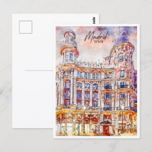 Carte Postale Madrid Espagne Travel Place Watercolor