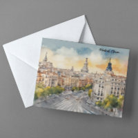 Madrid Espagne Ville Silhouette Aquarelle Peinture