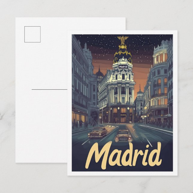 Carte Postale Madrid Espagne Vintage voyage d'art (Devant / Derrière)