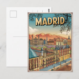 Carte Postale Madrid ville Espagne souvenirs de voyage vintage,