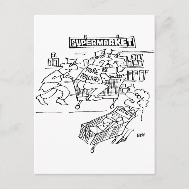 Carte Postale Magasin de détectives dans un supermarché (Devant)