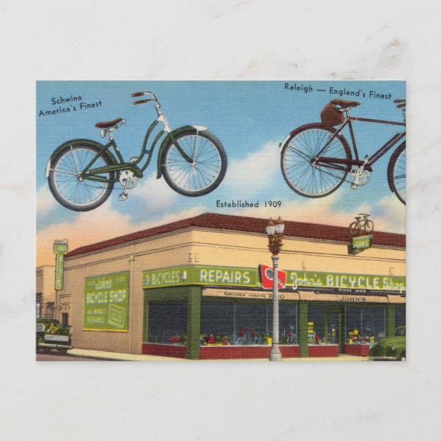 Carte Postale Magasin de vélos vintage (Devant)