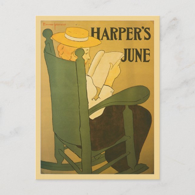 Carte Postale Magazine vintage Art nouveau Harper Juin (Devant)