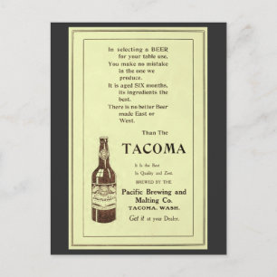 Carte Postale Magazine vintage et bière de table Tacoma