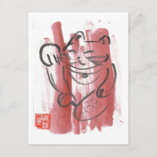 Carte postale Magenta Maneki Neko