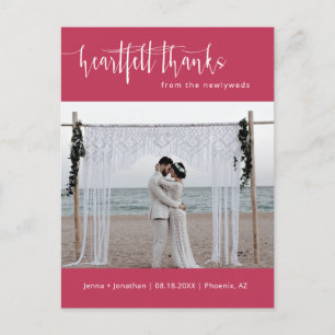 Carte Postale Magenta Moderne minimaliste Mariage Merci photo
