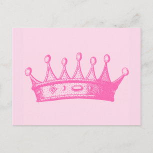 Carte Postale Magenta Princess Crown sur Arrière - plan rose