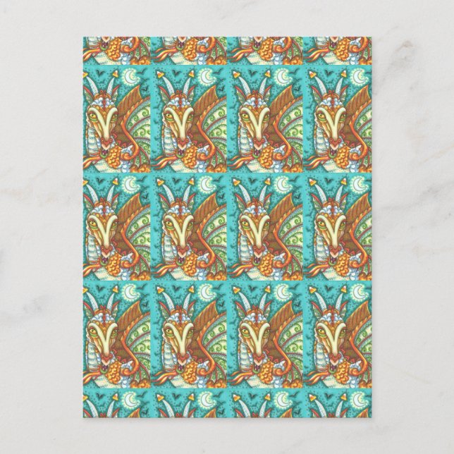 CARTE POSTALE MAGIC CANDY CORN DRAGON, IMAGINAIRE HALLOWEEN (Devant)