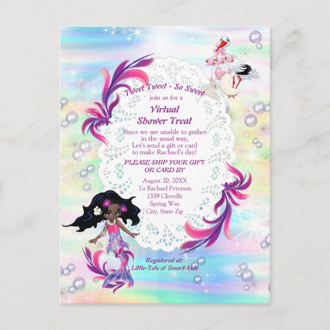Carte Postale Magical Rainbow Baby Mermaids Douche virtuelle (Devant)