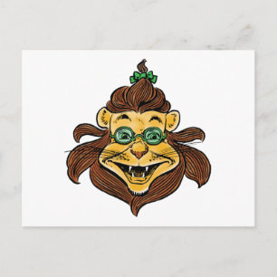 Carte Postale Magicien vintage de Oz, Lion portant des lunettes