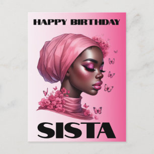Carte Postale Magie de fille noire Anniversaire Sœur Femme Mélan