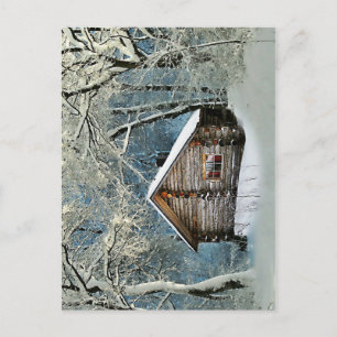Carte Postale Magie hivernale Rustique Cabine de billes