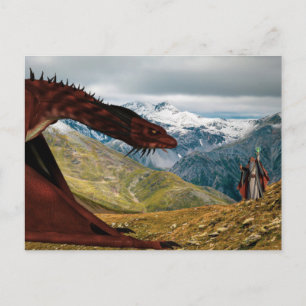 Carte Postale Magie magique Dragon Rouge Vs Wizard