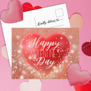 Carte Postale Magique Chatoyant Lumineux Coeur Rouge Saint Valen
