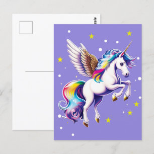 Carte postale Magique Rainbow Unicorn
