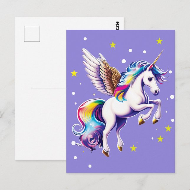 Carte postale Magique Rainbow Unicorn (Devant / Derrière)