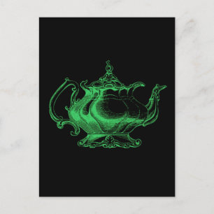 Carte Postale Magique Retro Green Altered Light Victorian Teapot