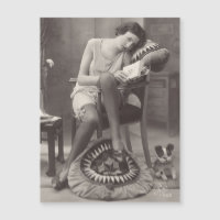 Carte postale magnétique vintage Flapper Girl 1920