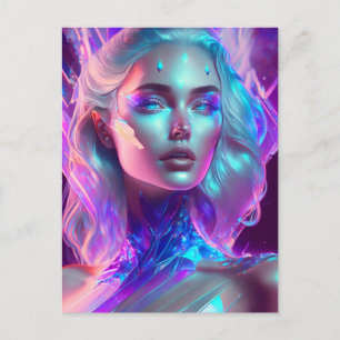 Carte Postale Magnifique art d'IA, jolie femme de glace comme