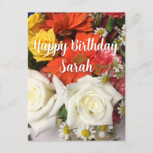 Carte Postale Magnifique Bouquet de Fleurs Personnalisé Joyeux A