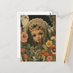 Carte Postale Magnifique Collage de Poupée Vintage