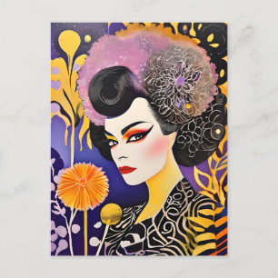 Carte Postale Magnifique Drag Queen violet orange
