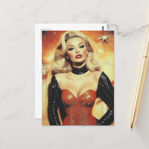 Carte Postale Magnifique femme blonde rétro