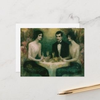 Carte Postale Magnifique fête de dinner de sirène vintage