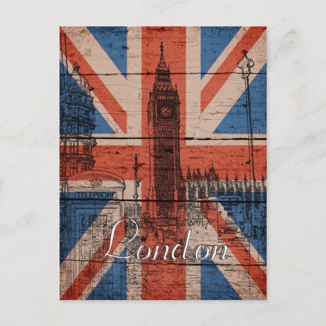 Carte Postale Magnifique grunge en bois cool tendance U.k. fanio (Devant)