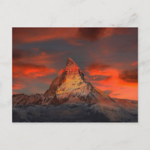 Carte Postale Magnifique matterhorn ciel rouge paysage