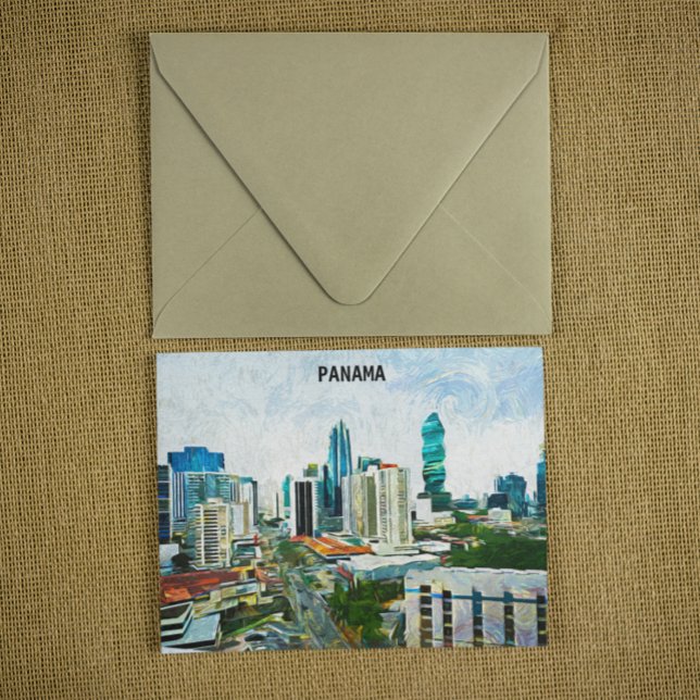 Carte Postale Magnifique Panama City Oil Paint Ville (Panama city oil paint illustration)