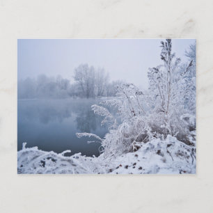 Carte Postale Magnifique paysage de lac d'hiver Sauvez la date