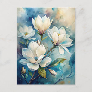 Carte Postale Magnolias Floraux Blancs Aquarelle Paisibles 
