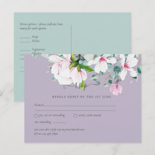Carte Postale Magnolias rose Lavender Eucalyptus Mariage rsvp Po