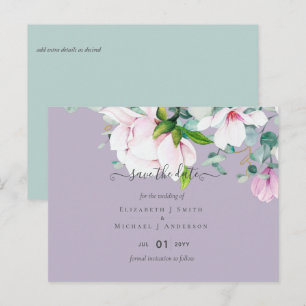 Carte Postale Magnolias Rose Lilac Eucalyptus Mariage Dates de s