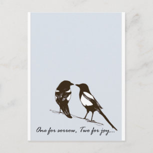 Carte Postale magpies - une pour la peine, deux pour la joie