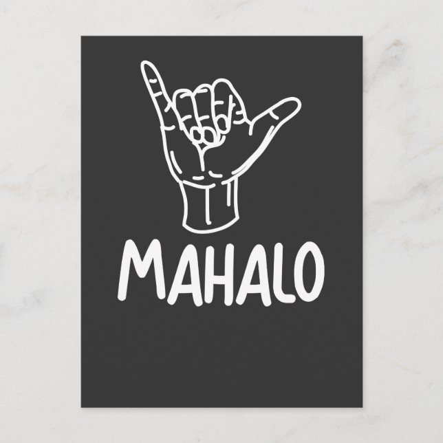 Carte Postale Mahalo Hawaii Cadeau Hang Loose (Devant)