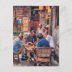 Carte Postale Mahjong dans l'allée Hutong Chine