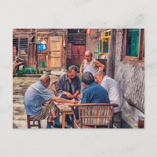 Carte Postale Mahjong dans l'allée Hutong Chine