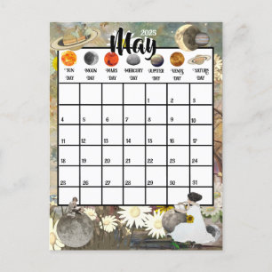 Carte Postale Mai 2025 Calendrier mensuel Jours astrologiques