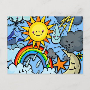 Carte Postale Maigre dessin Météo Météo Prévision Météo Contexte