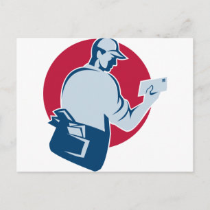 Carte Postale mailman postman remettre l'enveloppe de courrier r