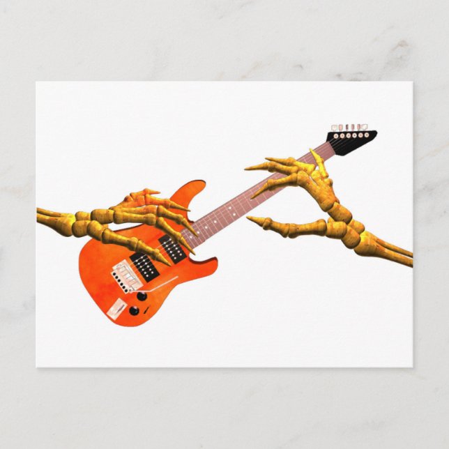 Carte Postale Main en bois jouer guitare électrique design cadea (Devant)