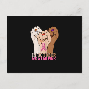 Carte Postale Main féminine en octobre Nous portons le cancer du