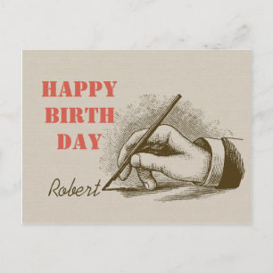 Carte Postale Main masculine tenant une plume CC0820 Anniversair