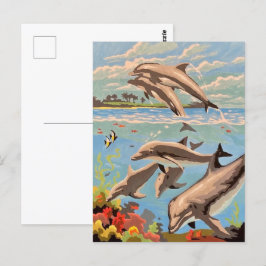 Carte Postale Main Painted by Number | Dolphins |