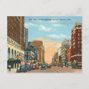 Carte Postale Main St, Dayton, Ohio Vintage